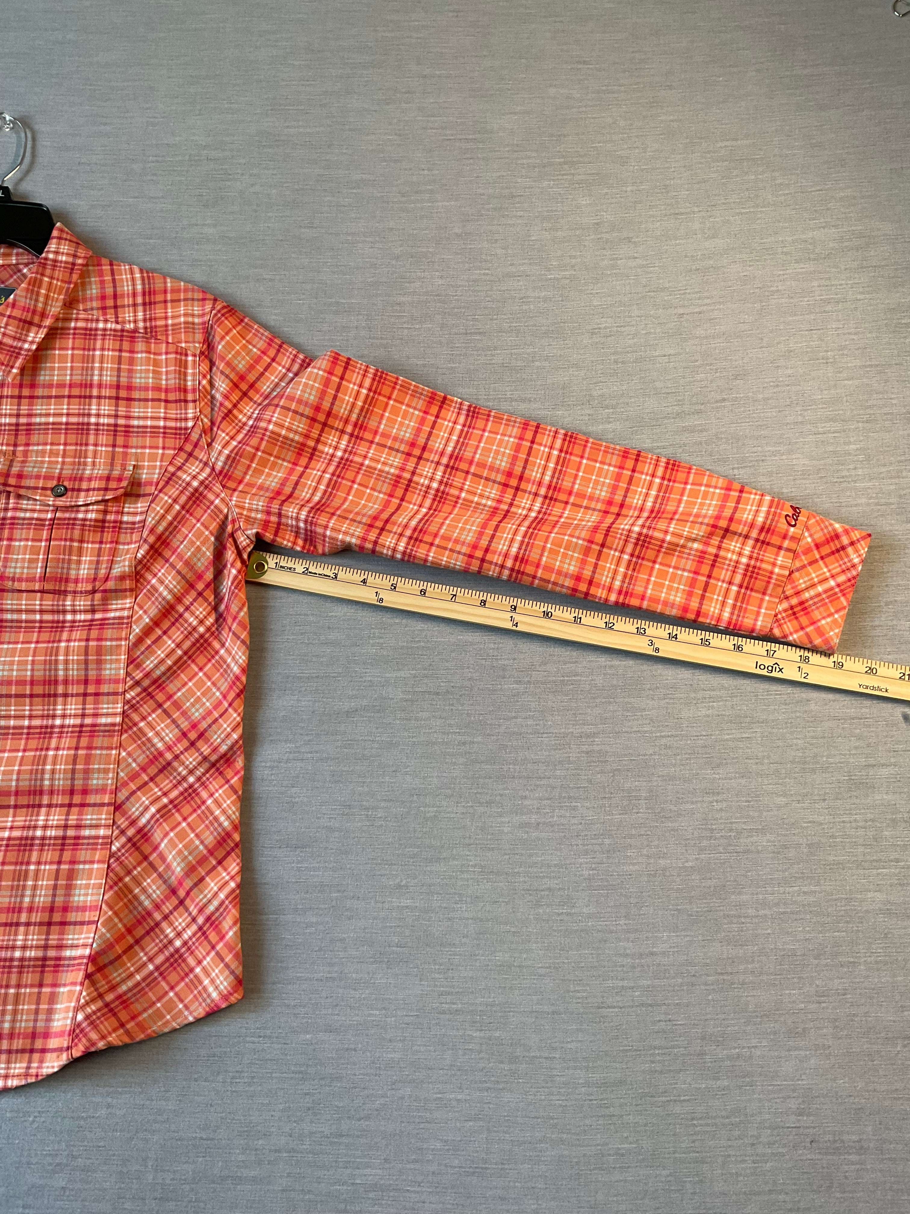 Cabela's Women's Long Sleeve Button Up Woven Shirt in Citrus Orange