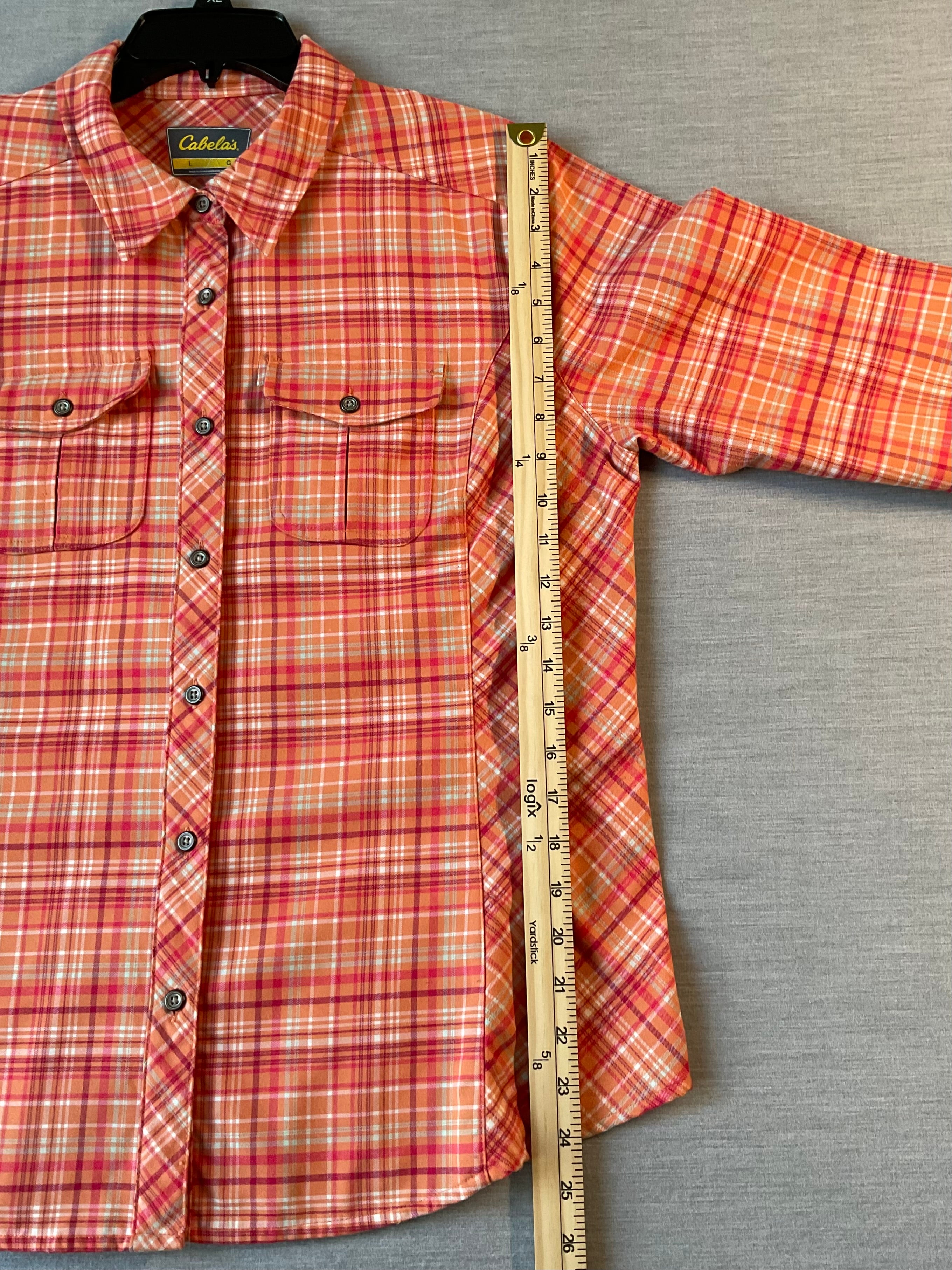 Cabela's Women's Long Sleeve Button Up Woven Shirt in Citrus Orange