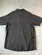 Covington Men's Short Sleeve Button Up Shirt in Black with White Diamond Print.