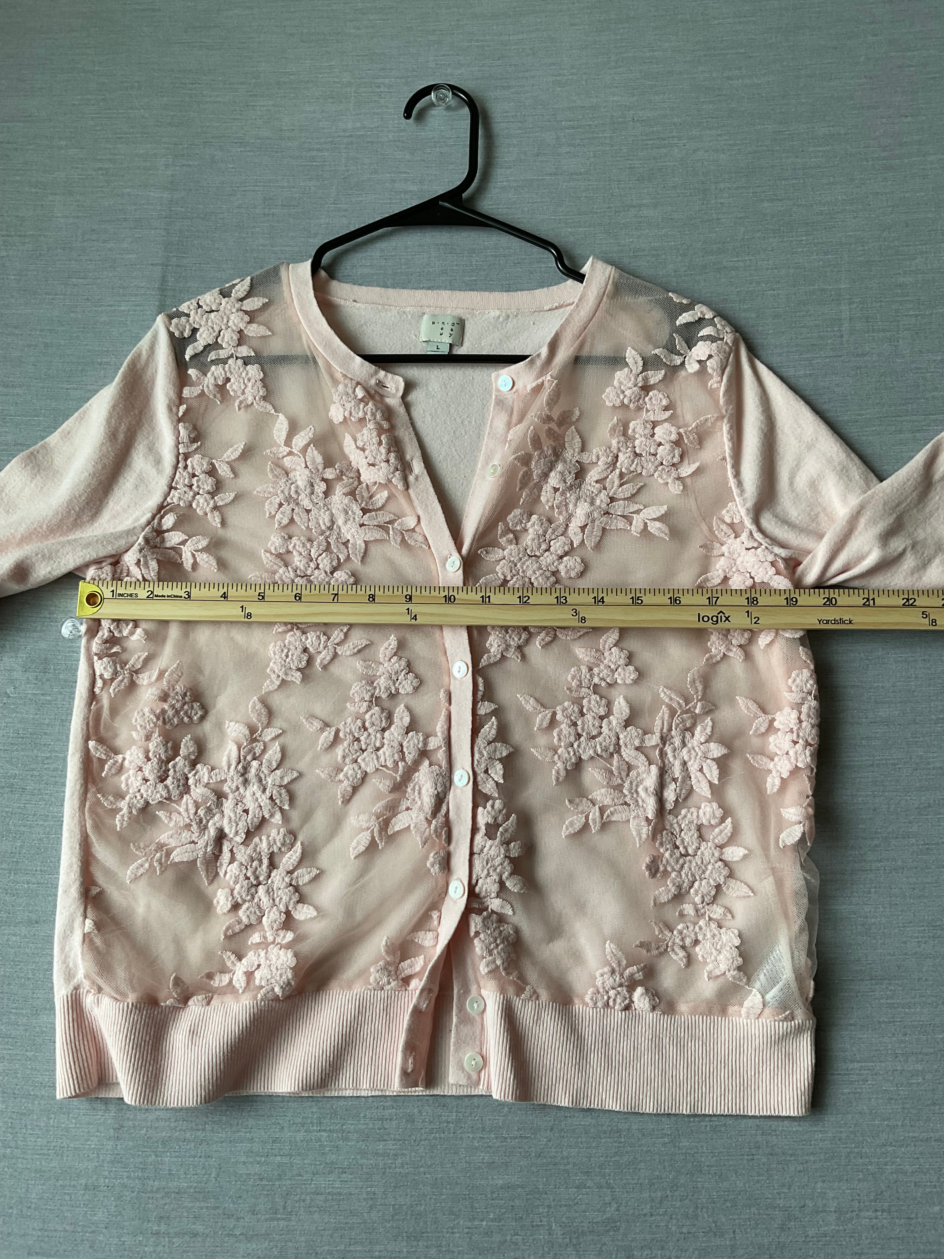 A New Day Women's Pink Long Sleeve Button Up Sweater