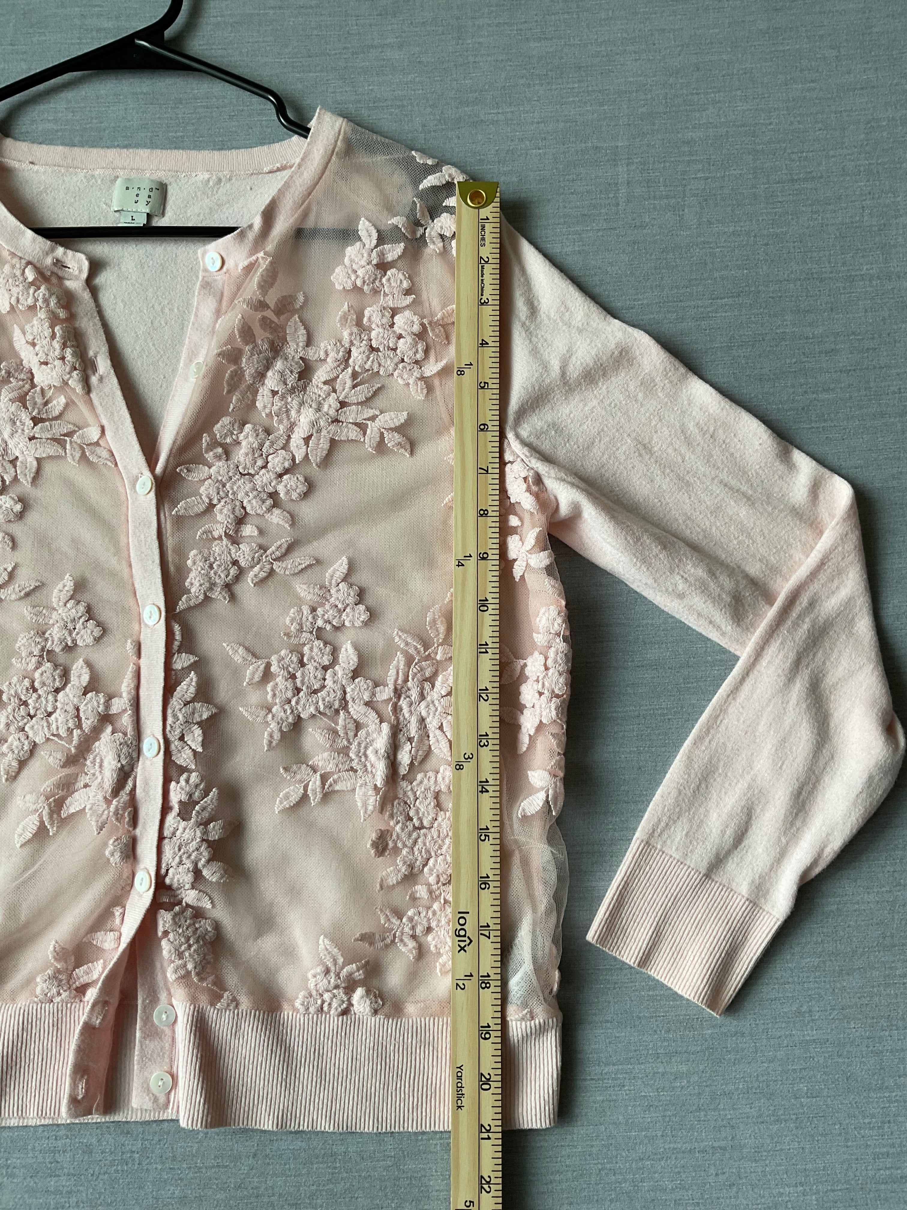 A New Day Women's Pink Long Sleeve Button Up Sweater