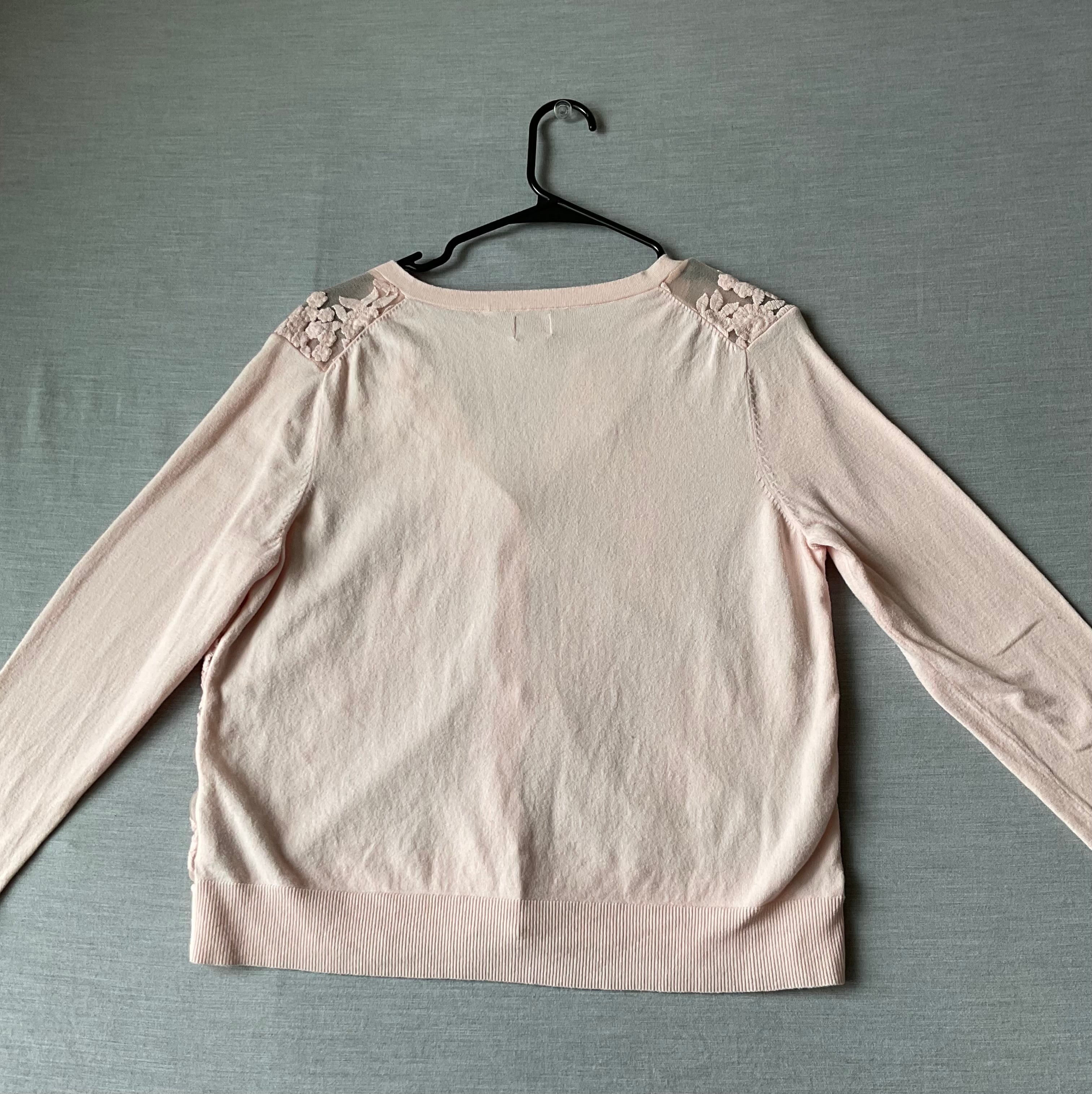 A New Day Women's Pink Long Sleeve Button Up Sweater
