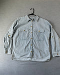 American Eagle Blue White Striped Oversized Long Sleeve Shirt - Small