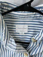 American Eagle Blue White Striped Oversized Long Sleeve Shirt - Small