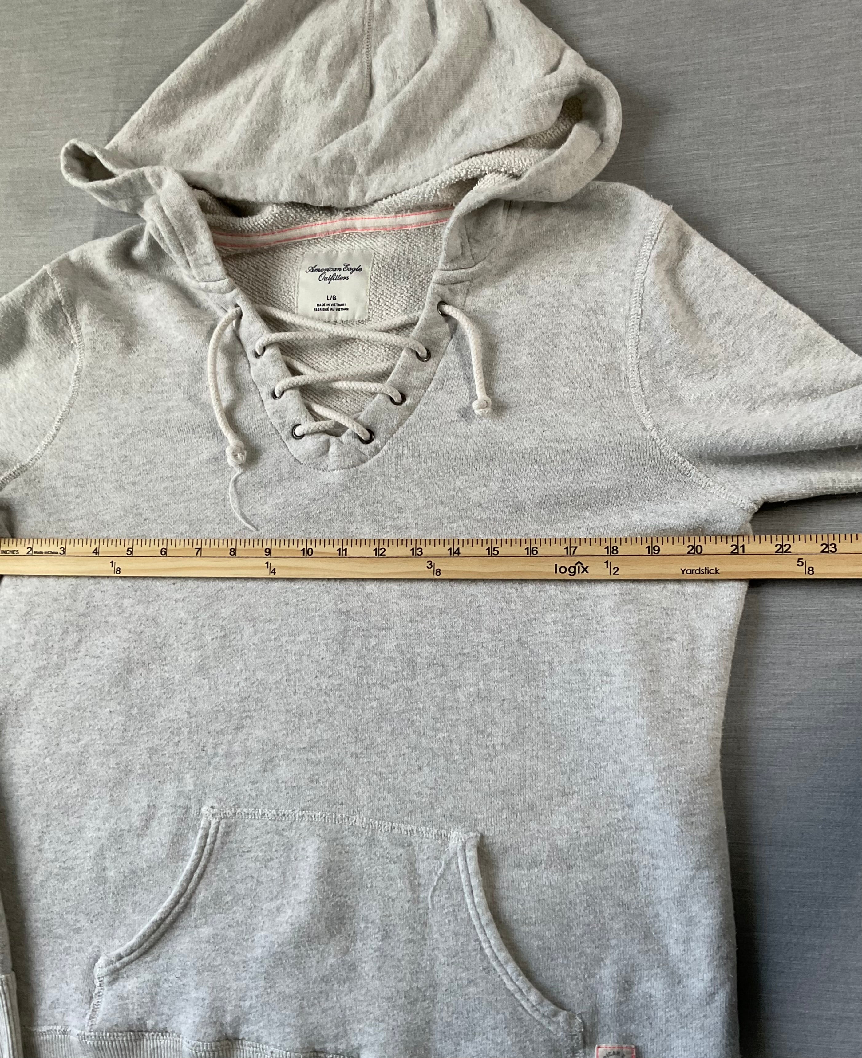 American Eagle Outfitters Women’s Hoodie Crop Top Sweatshirt with Pocket. Lace Up Front.