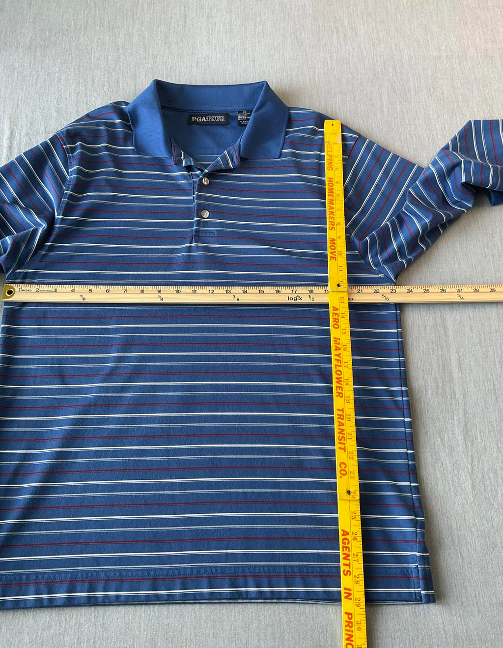 PGA Tour Men's Long Sleeve Polo Shirt Blue, Red. Gray