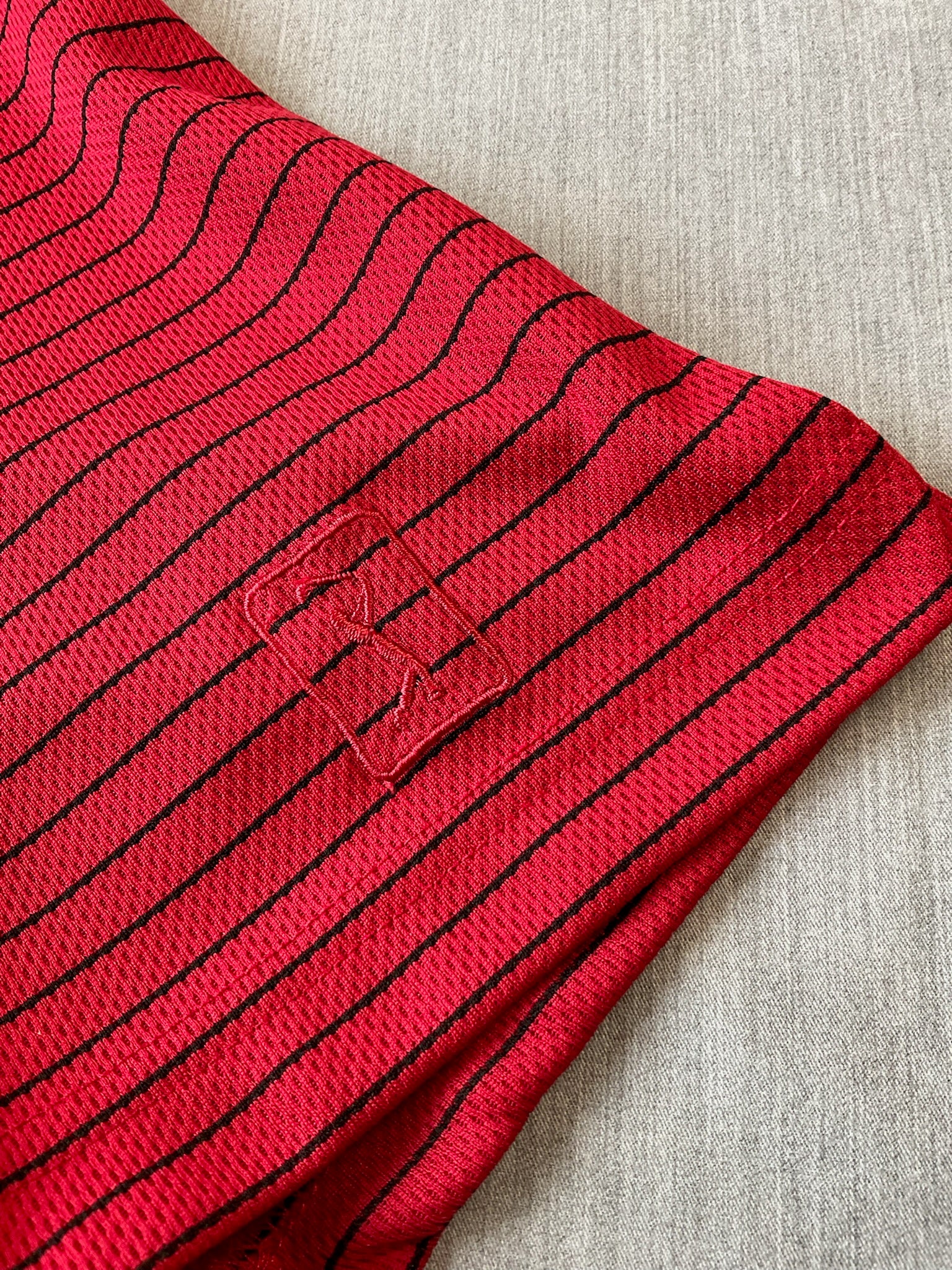 PGA Tour Men's Short Sleeve Polo Shirt Red Black Stripe