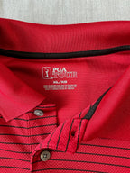 PGA Tour Men's Short Sleeve Polo Shirt Red Black Stripe