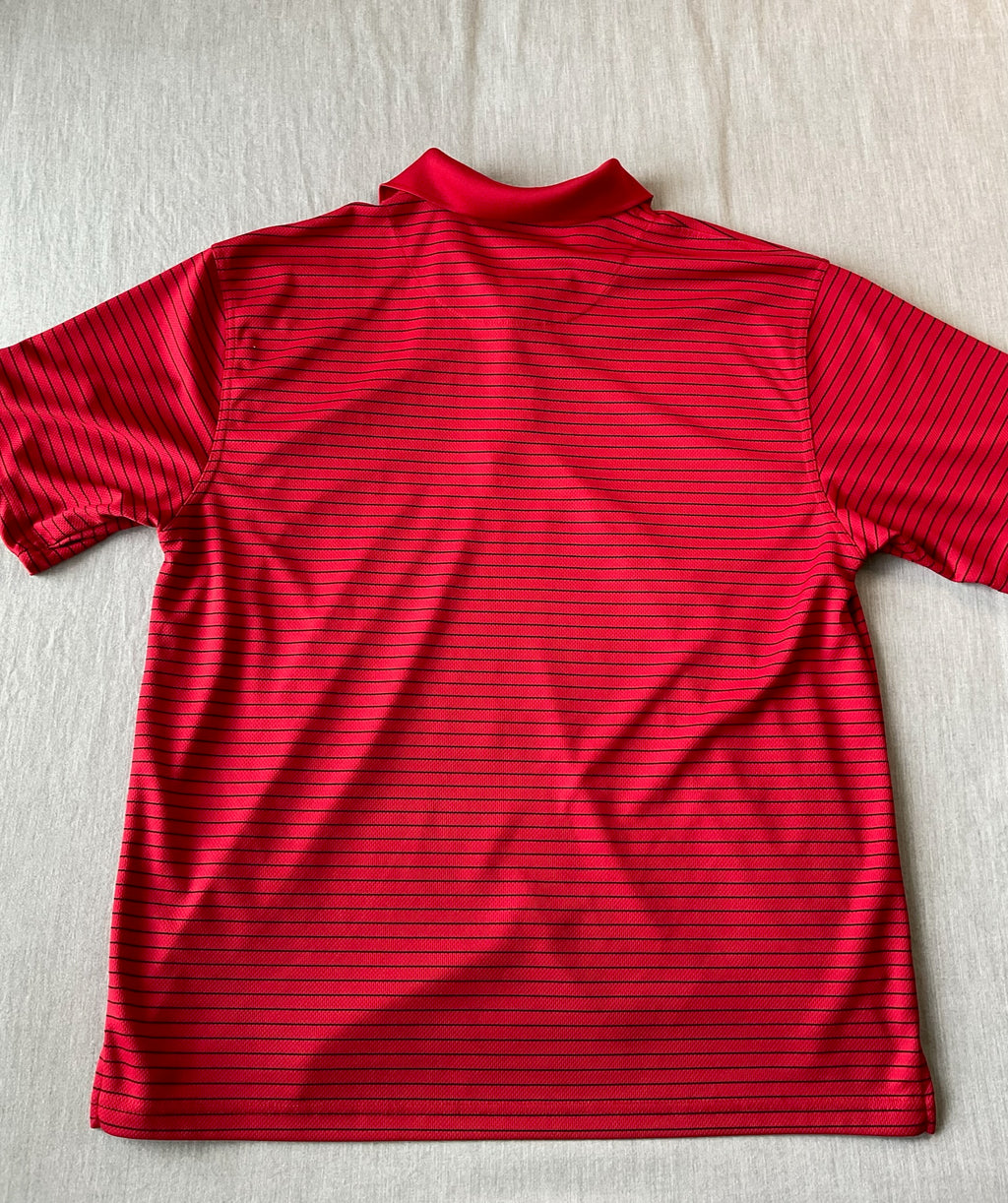 PGA Tour Men's Short Sleeve Polo Shirt Red Black Stripe