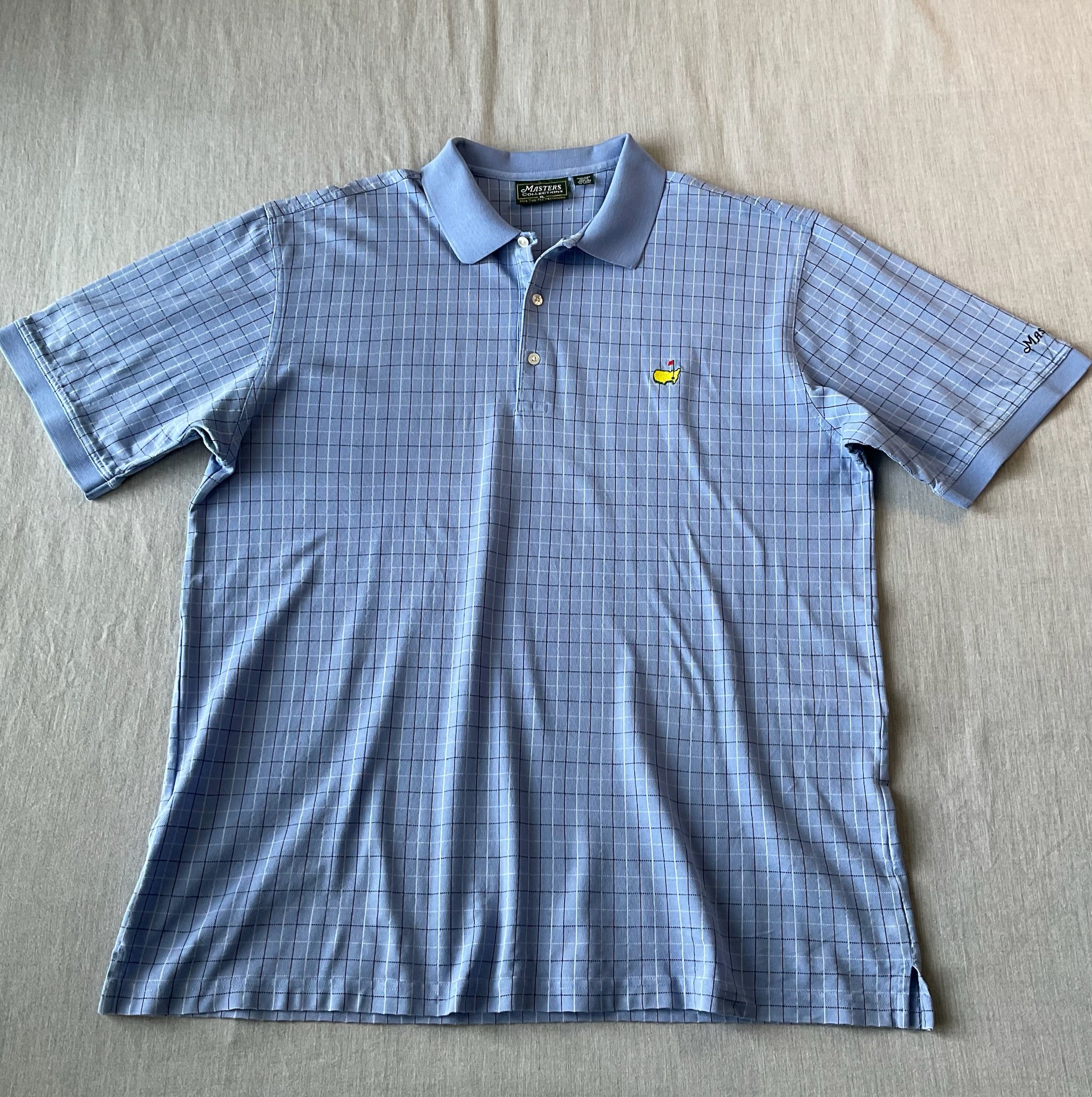 Masters Collection Men's Short Sleeve Polo in Light Blue Plaid.