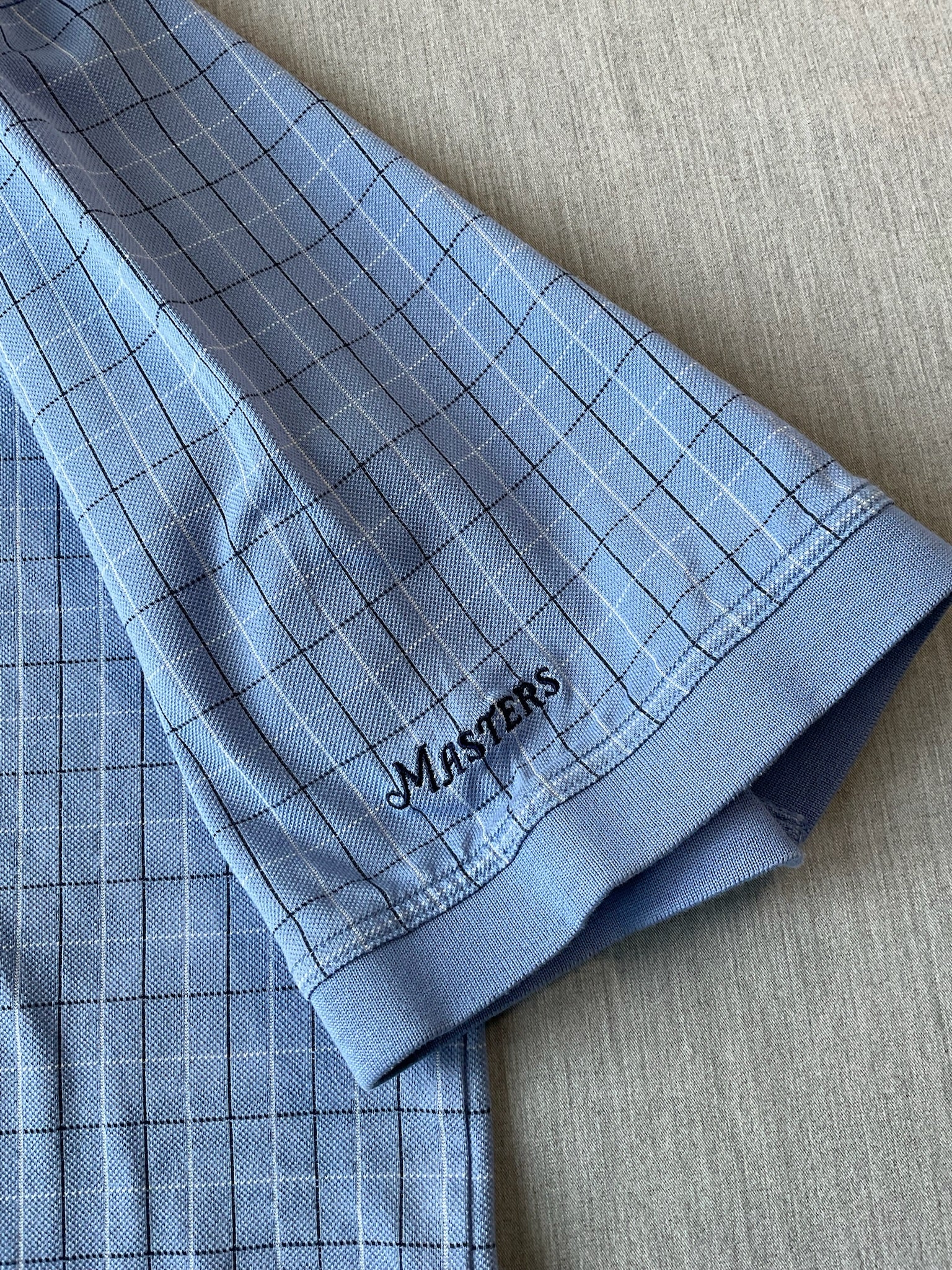 Masters Collection Men's Short Sleeve Polo in Light Blue Plaid.