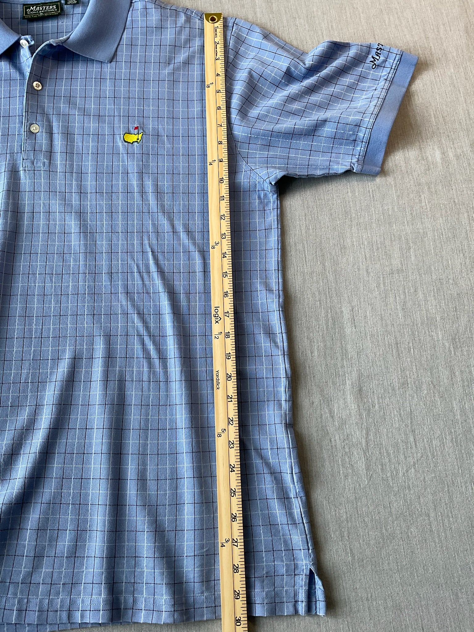 Masters Collection Men's Short Sleeve Polo in Light Blue Plaid.