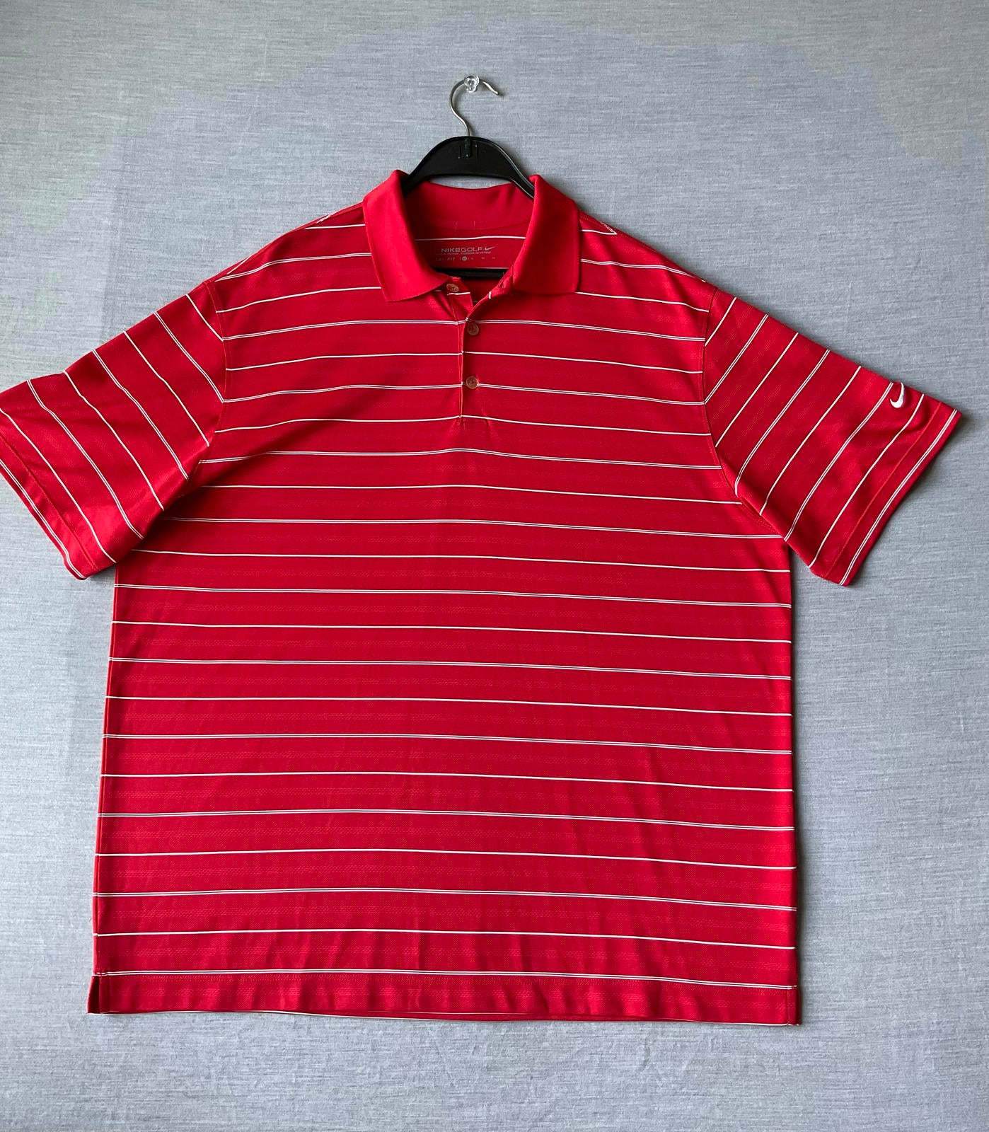 Nike Golf Dri Fit Men's  Short Sleeve Polo Shirt - Red White Stripe