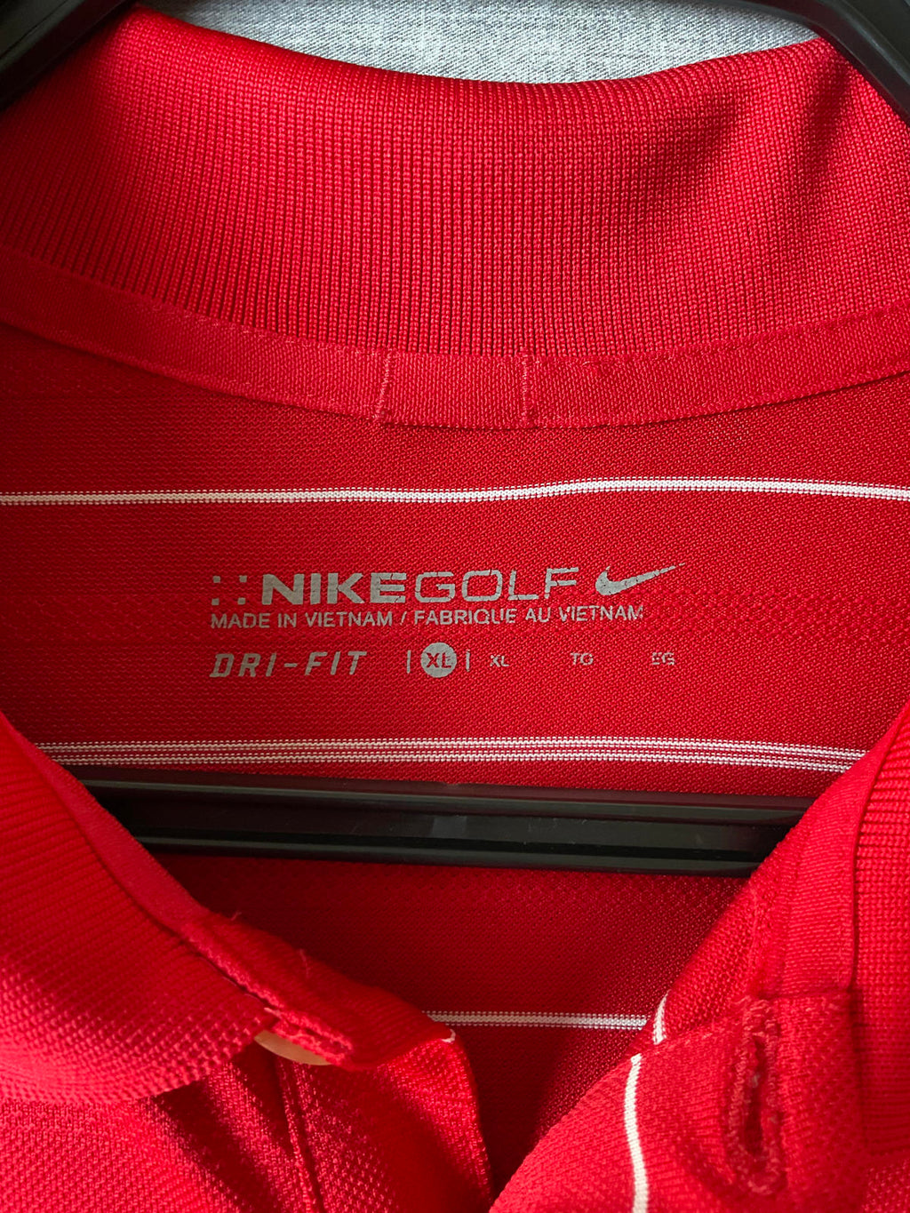 Nike Golf Dri Fit Men's  Short Sleeve Polo Shirt - Red White Stripe