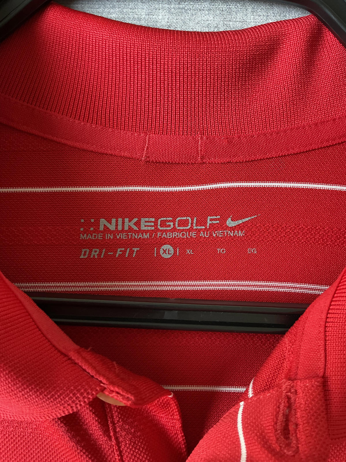 Nike Golf Dri Fit Men's  Short Sleeve Polo Shirt - Red White Stripe