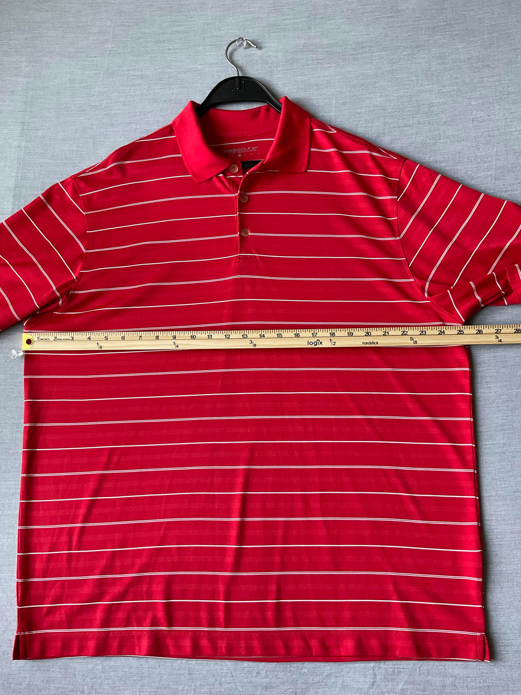 Nike Golf Dri Fit Men's  Short Sleeve Polo Shirt - Red White Stripe