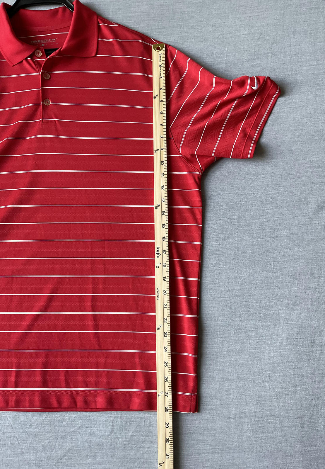 Nike Golf Dri Fit Men's  Short Sleeve Polo Shirt - Red White Stripe