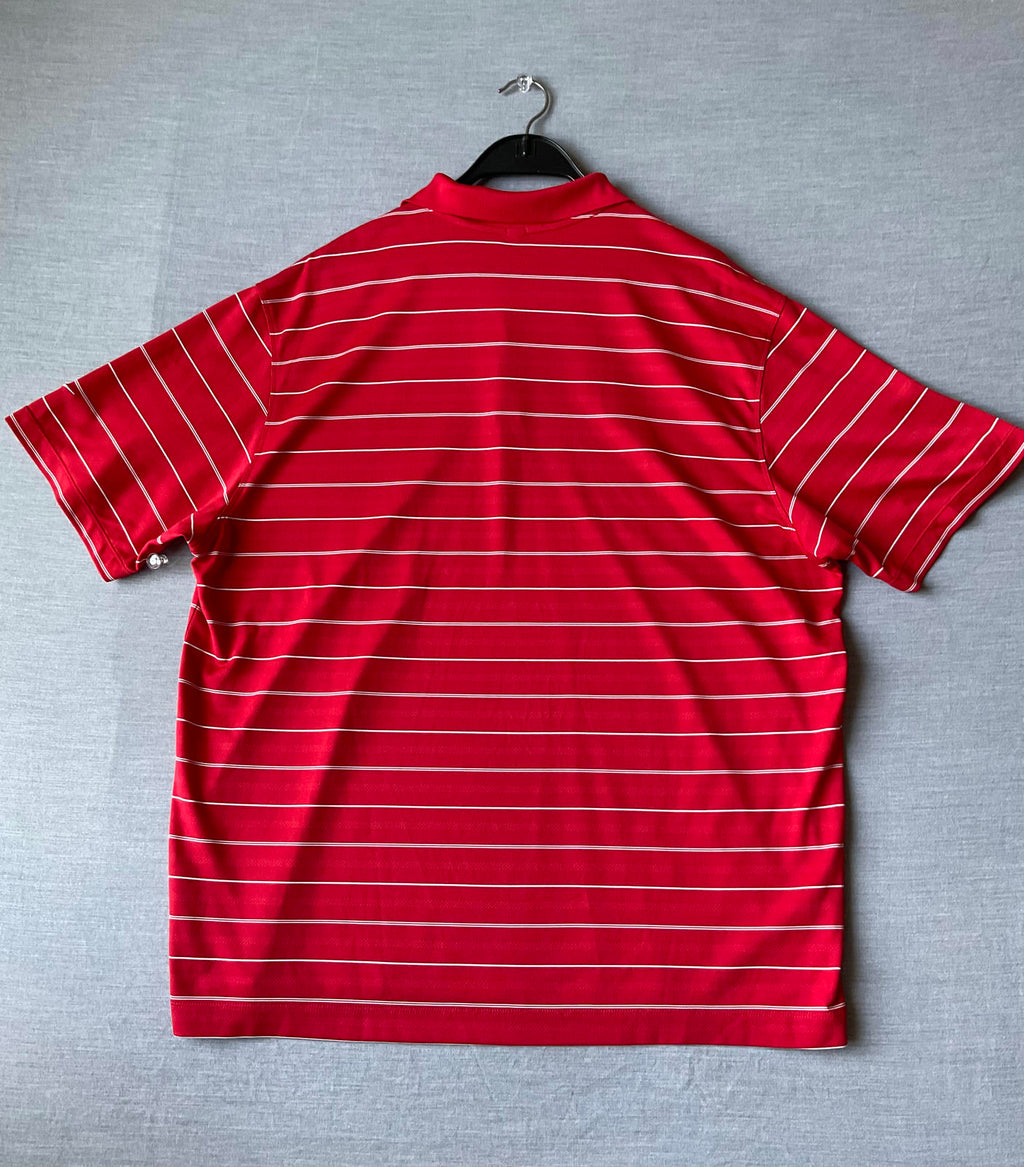 Nike Golf Dri Fit Men's  Short Sleeve Polo Shirt - Red White Stripe
