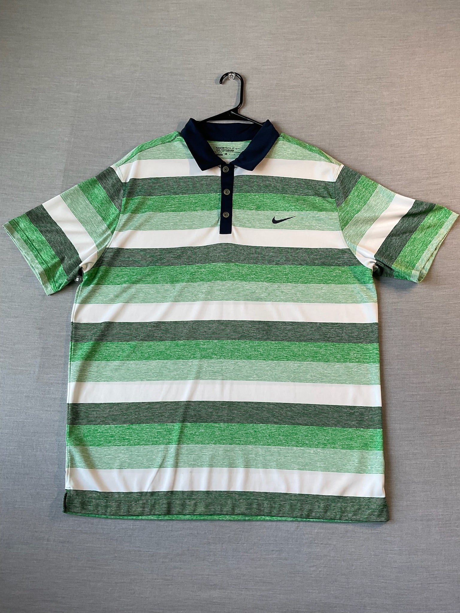 Nike Golf Dri Fit Men's  Short Sleeve Polo Shirt - Green Stripes