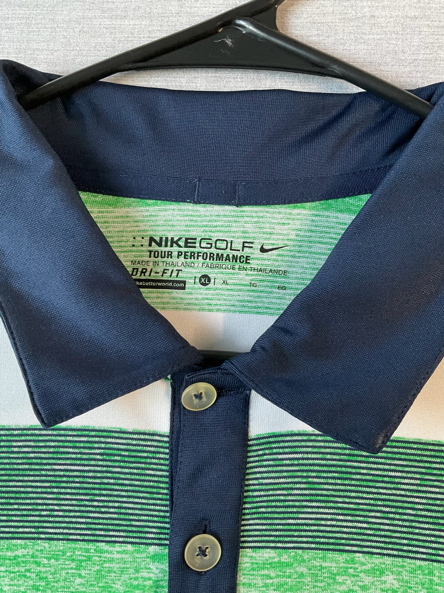 Nike Golf Dri Fit Men's  Short Sleeve Polo Shirt - Green Stripes
