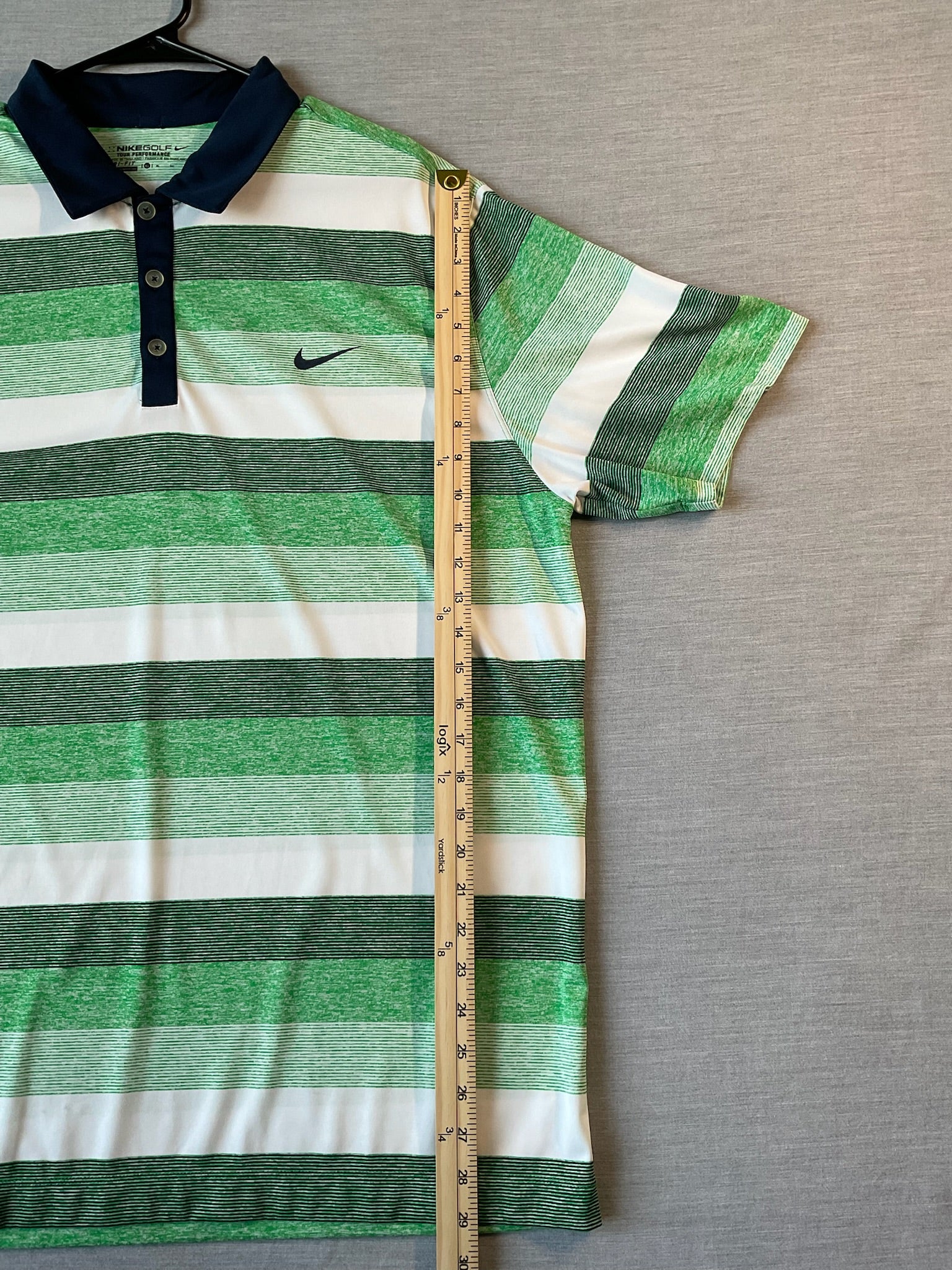 Nike Golf Dri Fit Men's  Short Sleeve Polo Shirt - Green Stripes