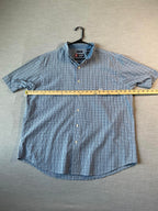 Chaps Men's Light Blue Plaid Short Sleeve Button Down Shirt XL