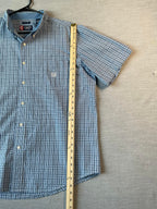 Chaps Men's Light Blue Plaid Short Sleeve Button Down Shirt XL
