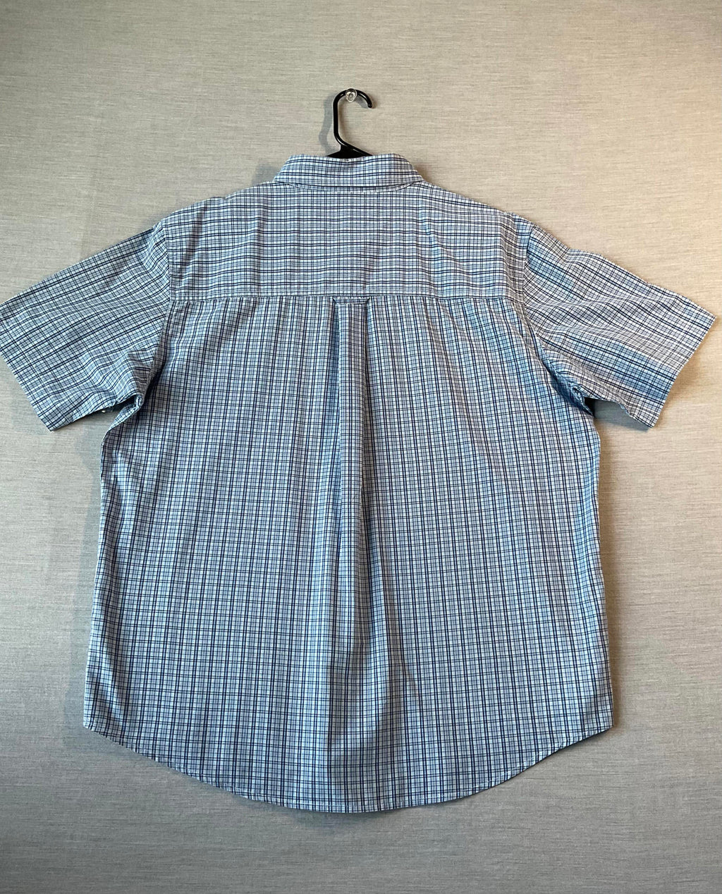 Chaps Men's Light Blue Plaid Short Sleeve Button Down Shirt XL