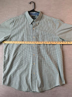 Chaps Men's Short Sleeve Button Up Green, White, Gray Plaid Shirt. XL