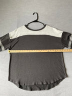 SO Women's Long Sleeve Pull Over Shirt in Gray, Dark Gray and Beige.