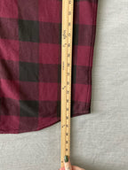 American Eagle Men's Long Sleeve Button Up Flannel Shirt Red, Black Plaid.