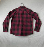 American Eagle Men's Long Sleeve Button Up Flannel Shirt Red, Black Plaid.