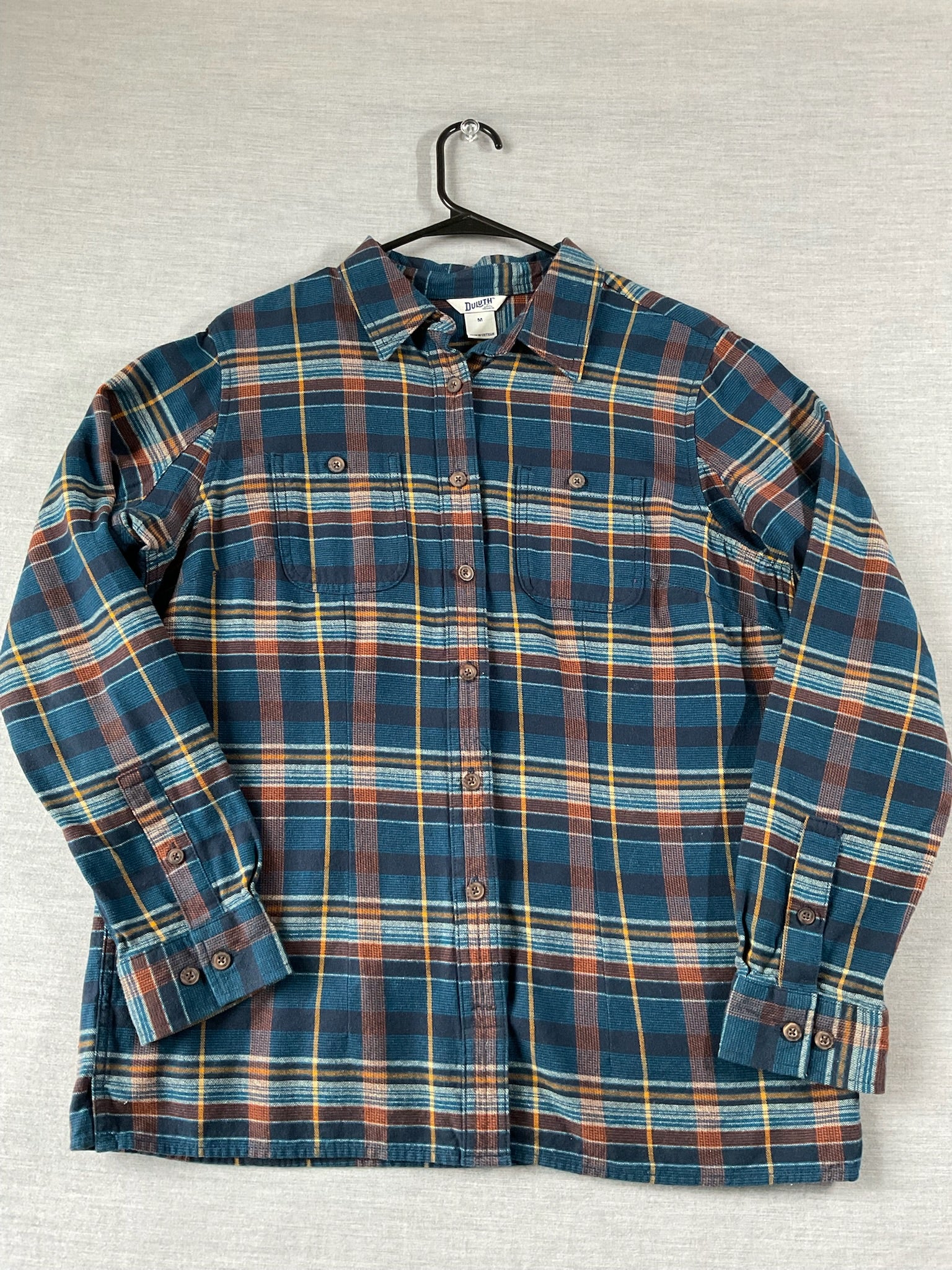 Duluth Trading CO. Men's Long Sleeve Button Up Blue Plaid