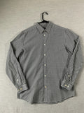 HM Men's Shirts Button Up Long Sleeve Navy Plaid.