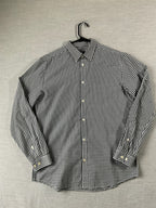 HM Men's Shirts Button Up Long Sleeve Navy Plaid.