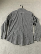 HM Men's Shirts Button Up Long Sleeve Navy Plaid.