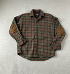 Pendleton Women's Trail Wool Shirt Long Sleeve Button Up with Reinforced Elbows in Brown Red Plaid