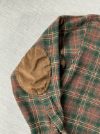 Pendleton Women's Trail Wool Shirt Long Sleeve Button Up with Reinforced Elbows in Brown Red Plaid