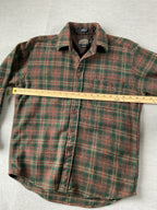 Pendleton Women's Trail Wool Shirt Long Sleeve Button Up with Reinforced Elbows in Brown Red Plaid