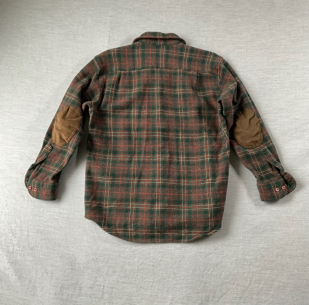 Pendleton Women's Trail Wool Shirt Long Sleeve Button Up with Reinforced Elbows in Brown Red Plaid