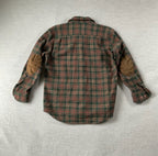 Pendleton Women's Trail Wool Shirt Long Sleeve Button Up with Reinforced Elbows in Brown Red Plaid