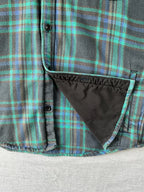 RVCA Men's Long Sleeve Button Up Flannel Shirt in Green and Blue.