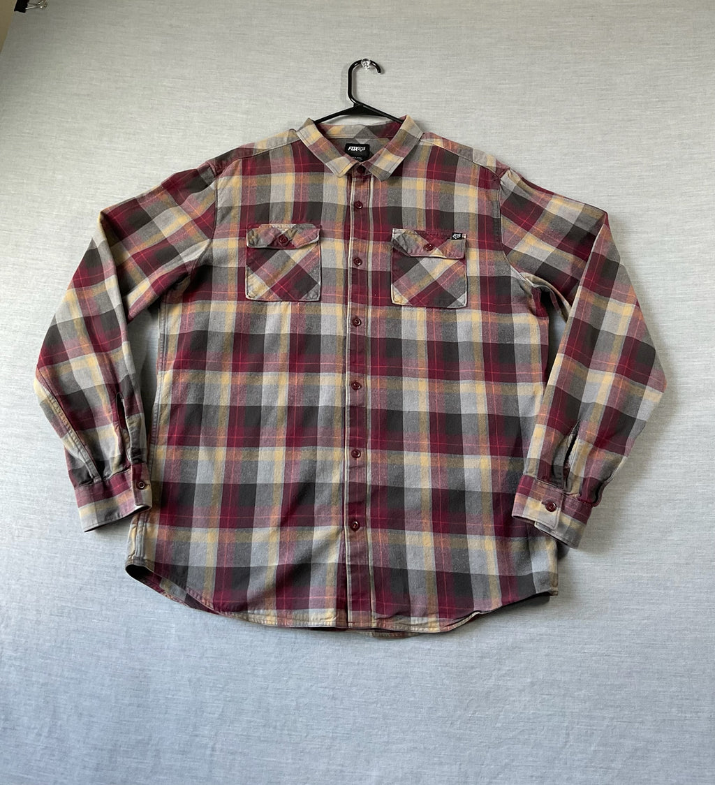 Fox Men's Long Sleeve Button Up Shirt Brown, Tan, Maroon.