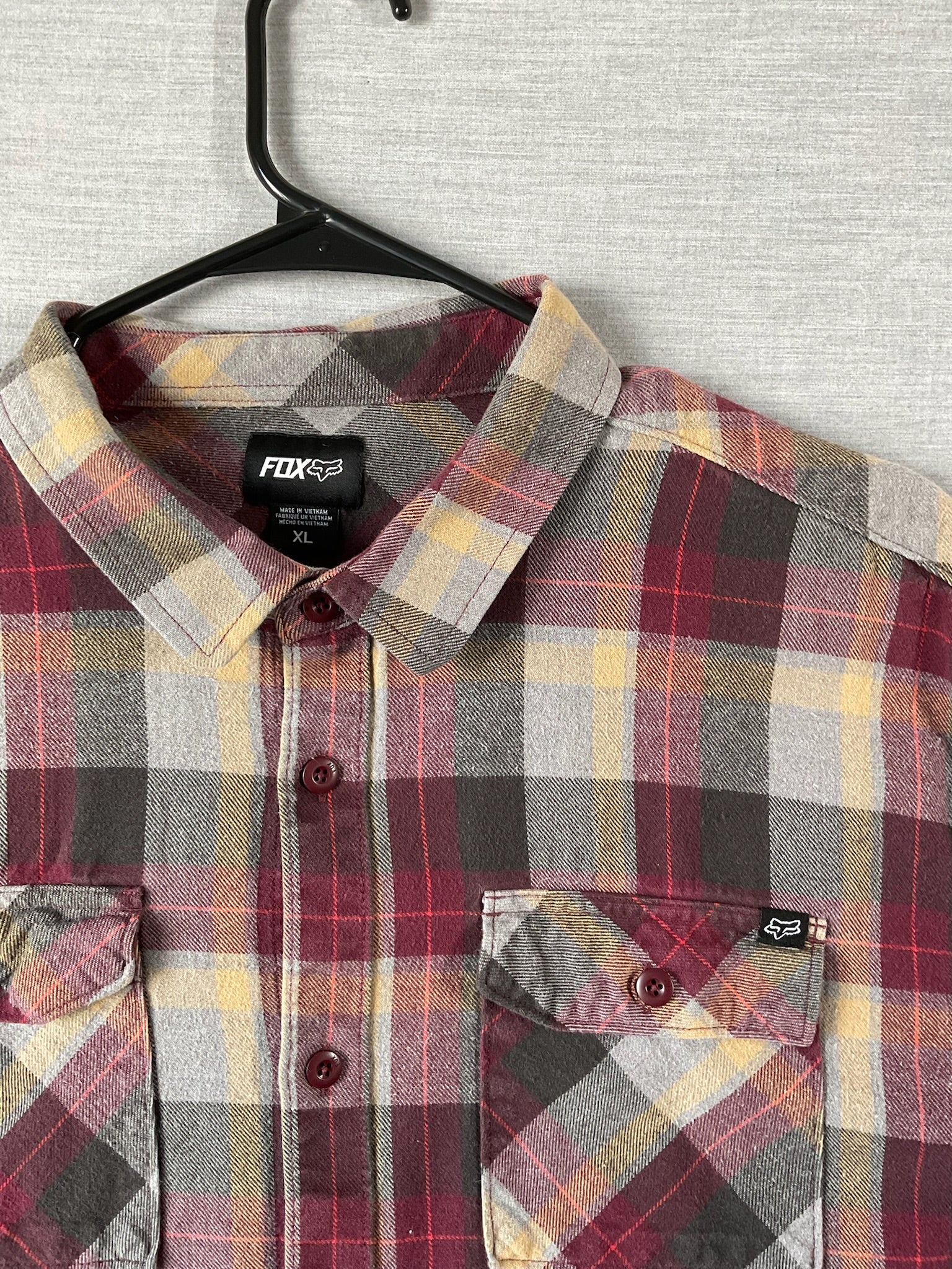 Fox Men's Long Sleeve Button Up Shirt Brown, Tan, Maroon.