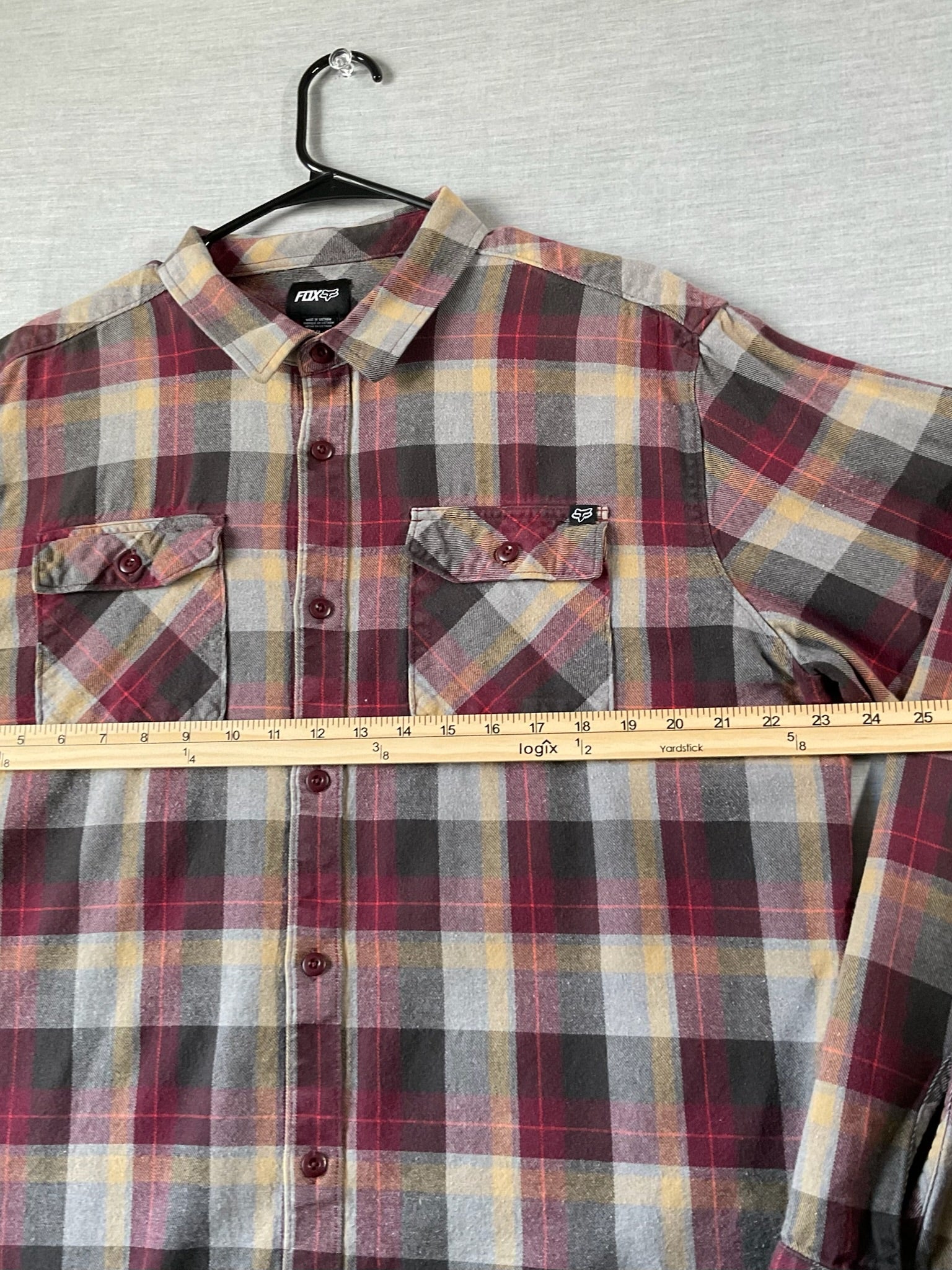 Fox Men's Long Sleeve Button Up Shirt Brown, Tan, Maroon.