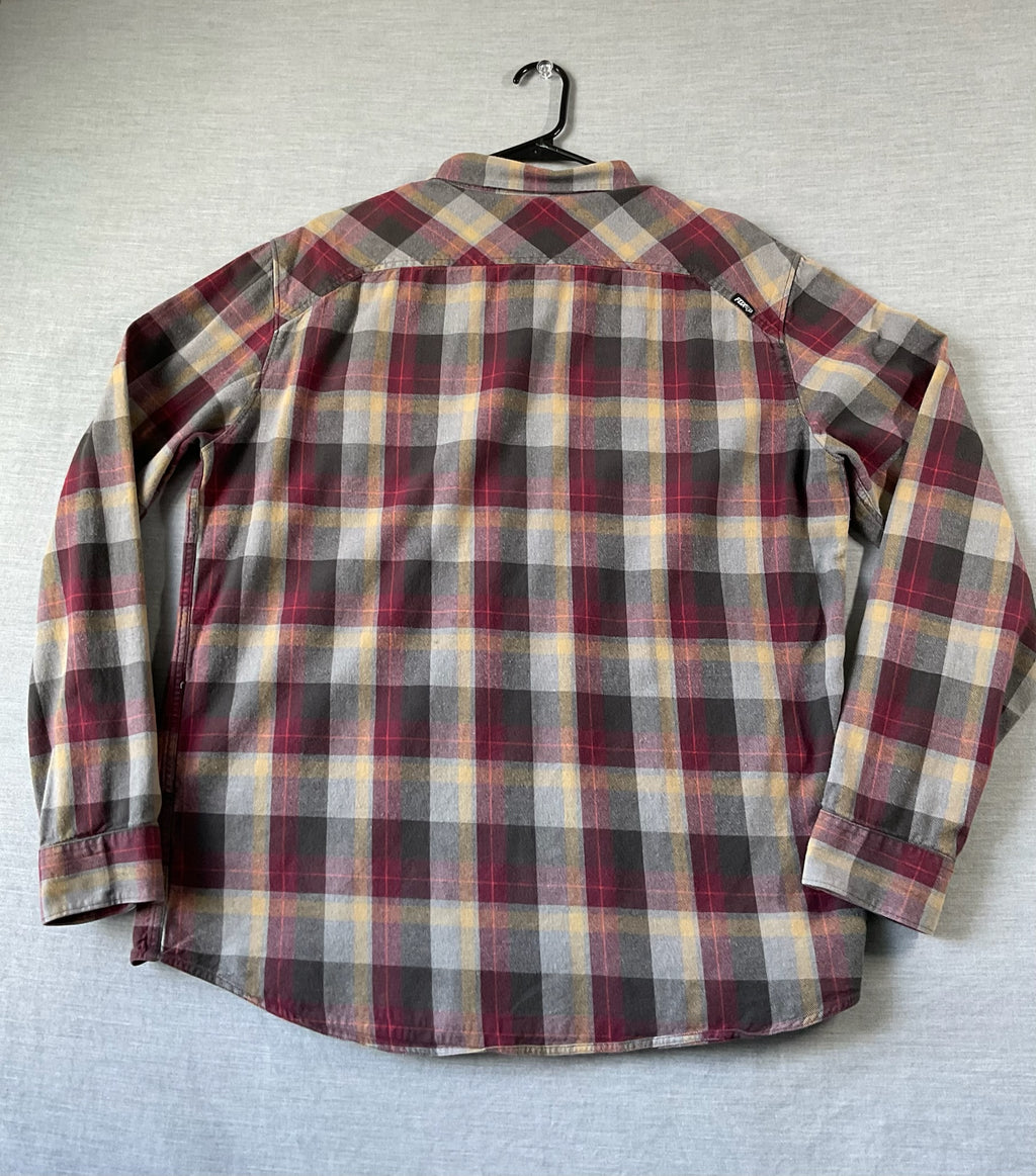 Fox Men's Long Sleeve Button Up Shirt Brown, Tan, Maroon.