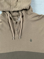 Volcom Men's Long Sleeve Hooded Thermal Shirt in Two Tone Brown XL