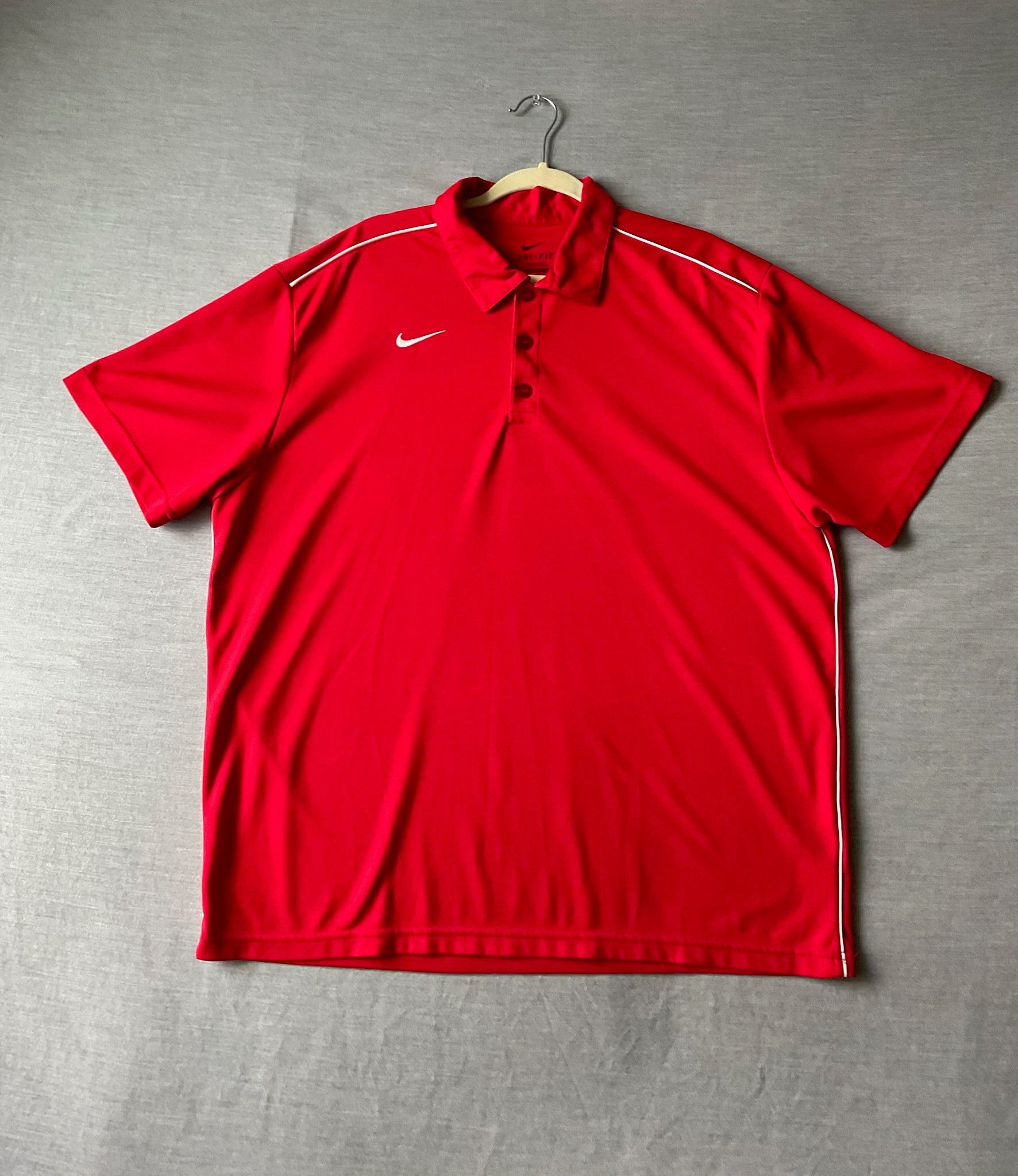 Nike Golf Dri Fit Men's  Short Sleeve Polo Shirt - Red with White