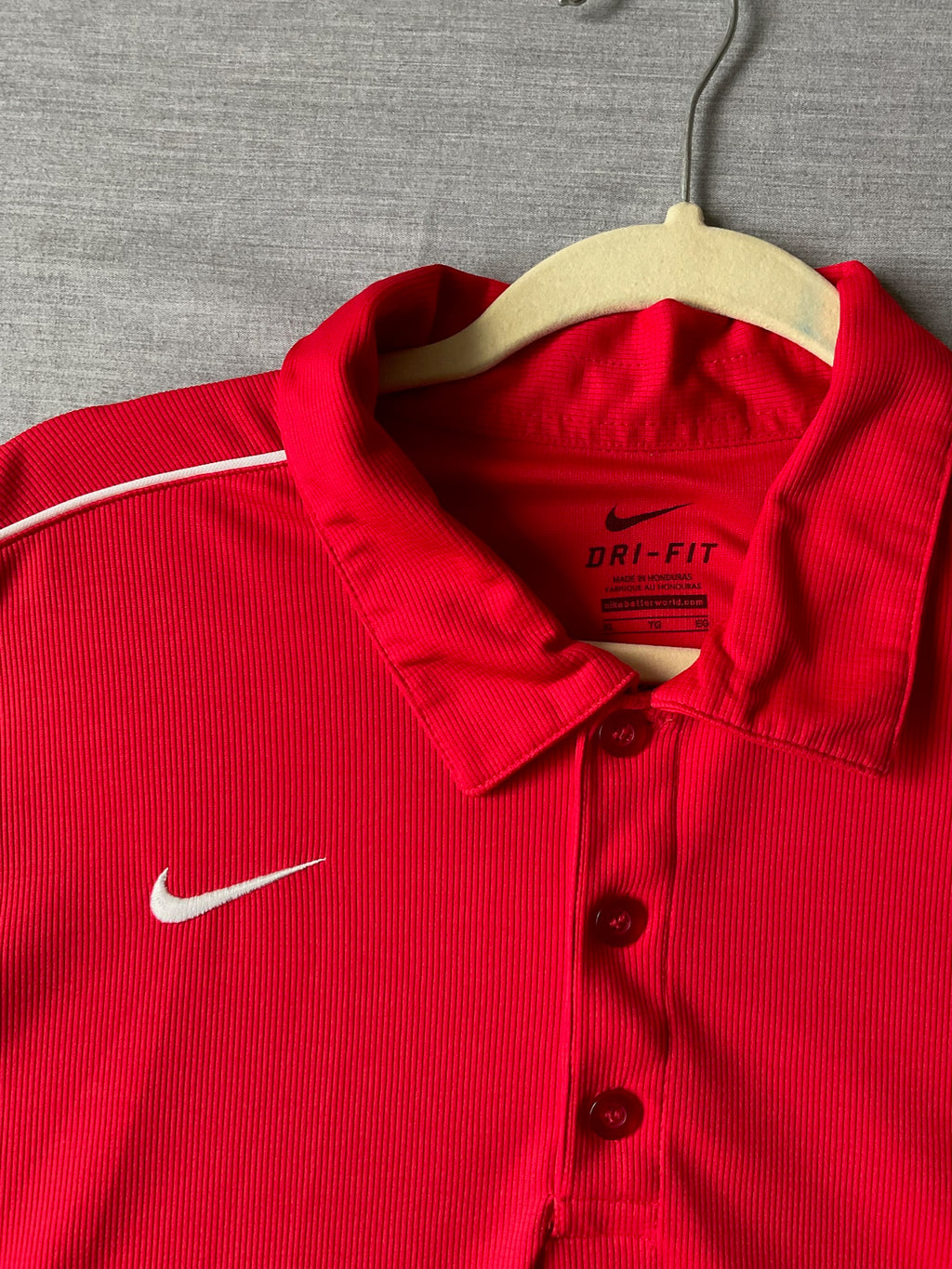 Nike Golf Dri Fit Men's  Short Sleeve Polo Shirt - Red with White