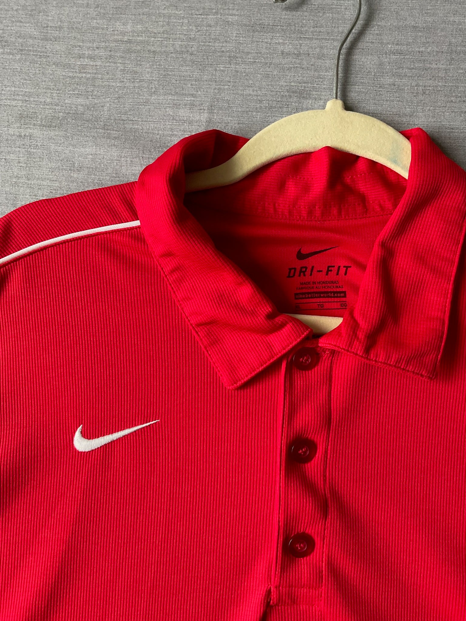 Nike Golf Dri Fit Men's  Short Sleeve Polo Shirt - Red with White